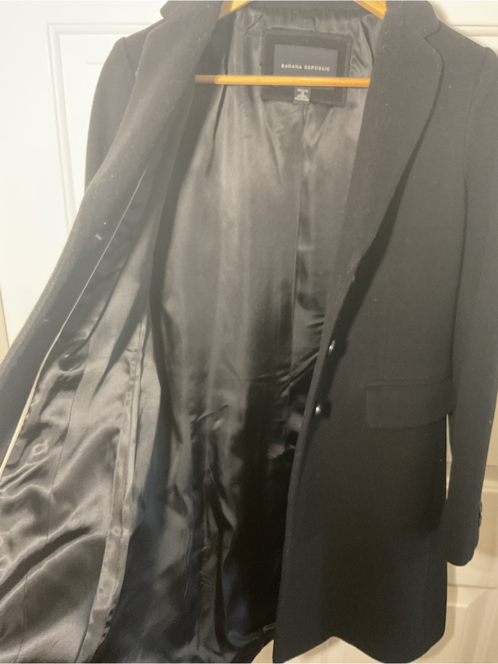 Banana Republic Petite S 100% Wool Black Tailored Long Coat Classic - Picture 9 of 11